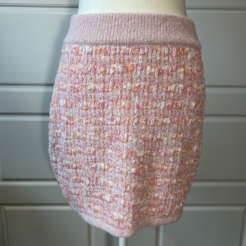 Apricot Pink Tweed Mini Skirt Stretchy Career Classy Casual Women's‎ Size 8